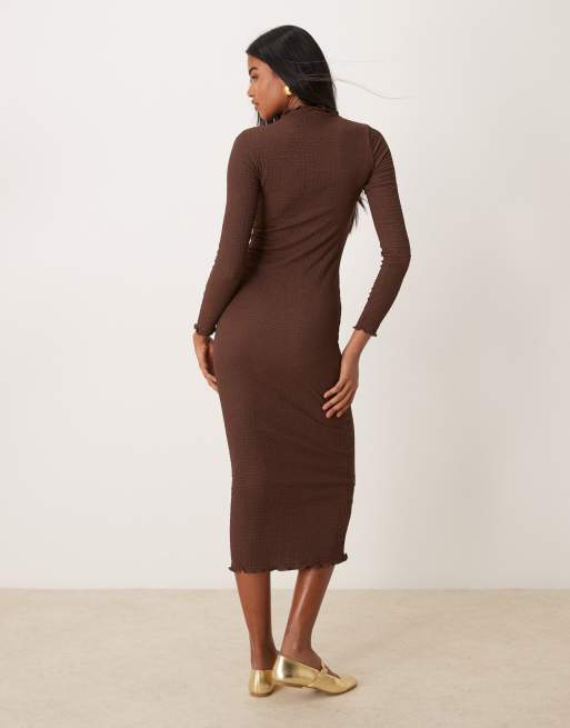 new look long sleeve midi dress New Look Petite roll neck dress in Black
