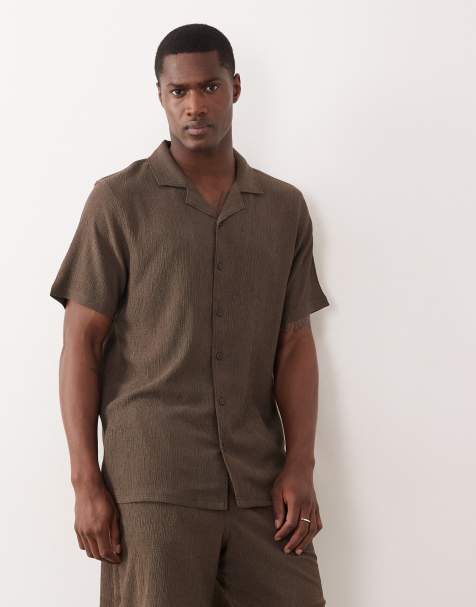 New Look crinkle shirt in brown (part of a set) - view 1