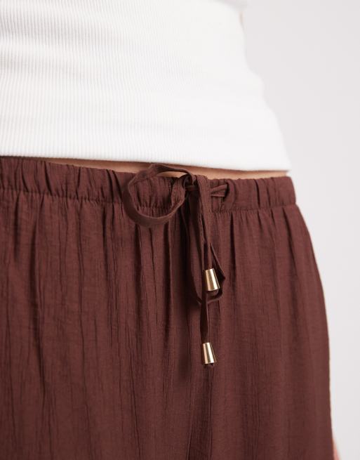 New Look crinkle wide leg pants in brown, 5 of 5