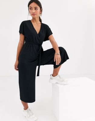 Oasis glitter jumpsuit with twist front in black