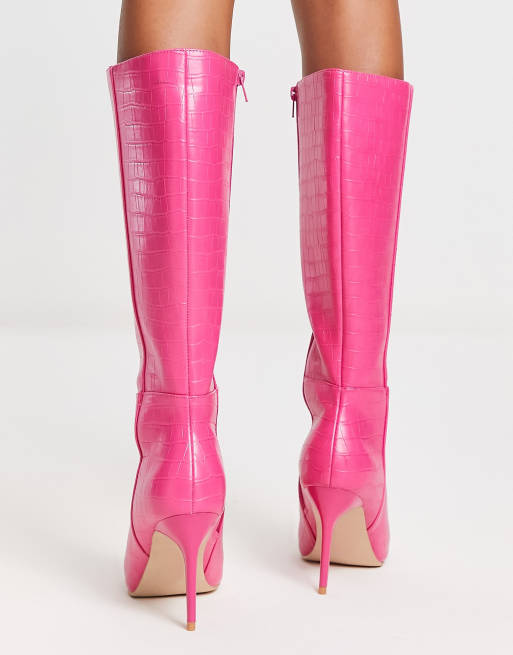 Pink croc 2024 high heels