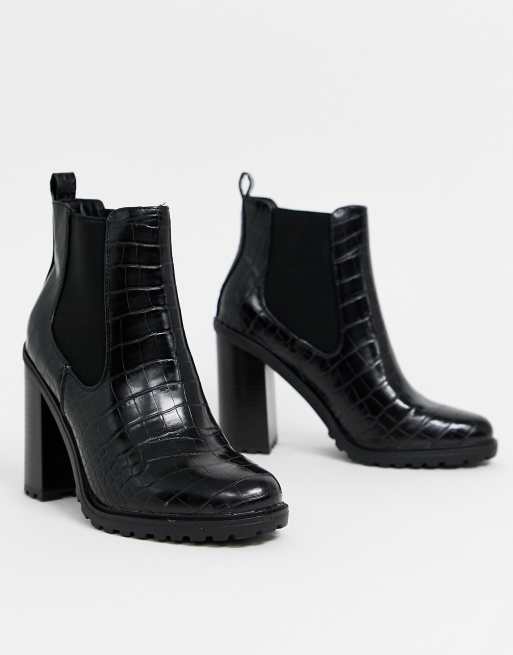 ankle boots black croc