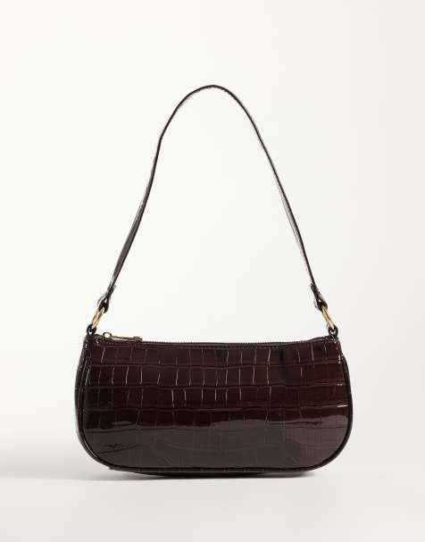 New Look croc shoulder bag in dark brown - view 1