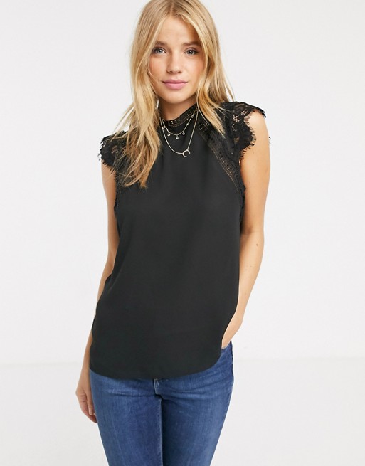 New Look crochet lace detail going out top in black