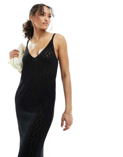 Black crochet maxi dress best sale