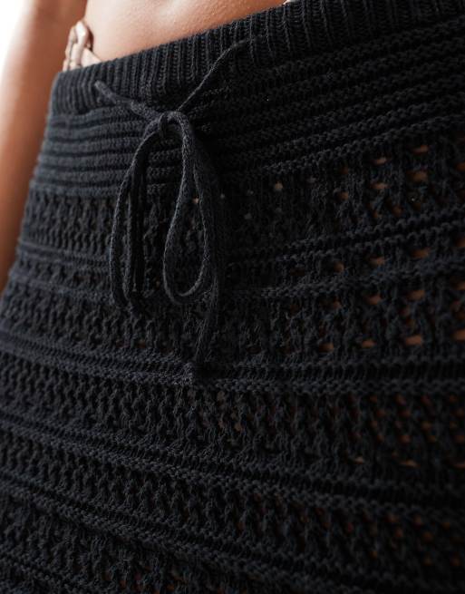 New Look crochet mini skirt in black