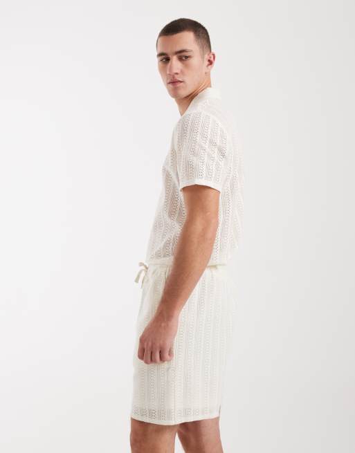 New Look crochet shorts in cream (part of a set), 3 of 5