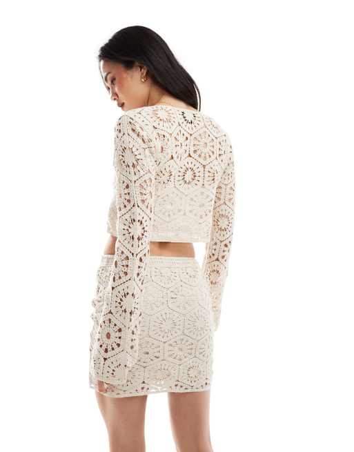 New Look crochet tie front cardigan in off white (part of a set), 4 of 4