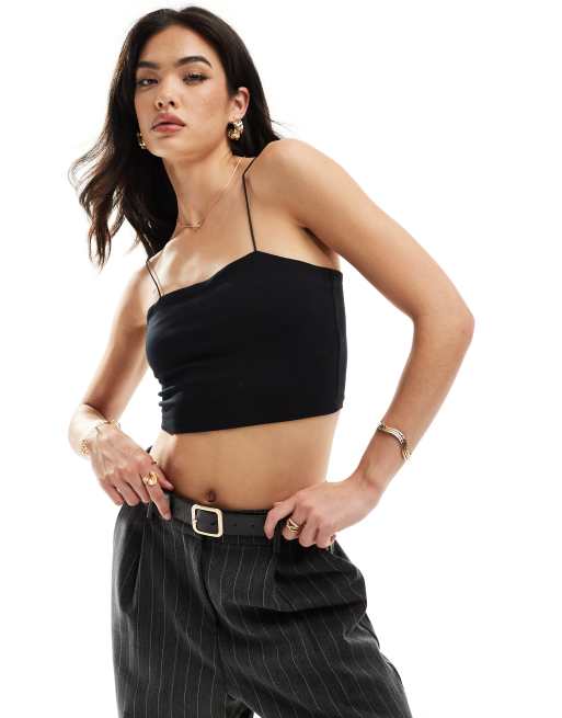 New Look - Crop top met bandjes in zwart 