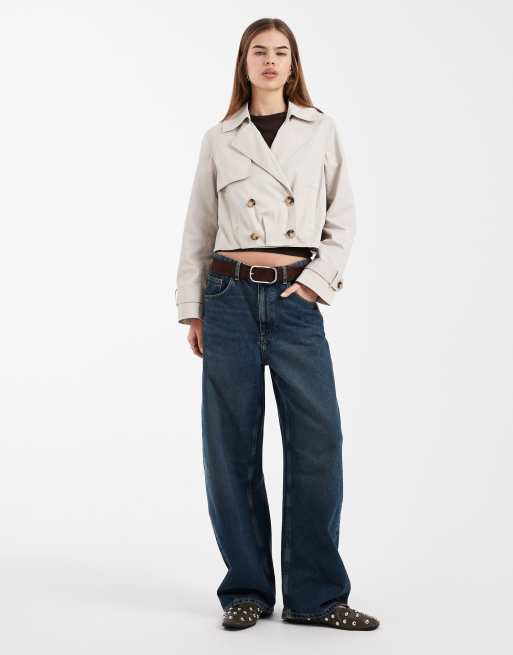 New Look - Cropped beige trench-jakke, 2 af 4
