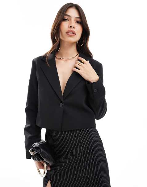 New Look - Cropped blazer in zwart - view 1