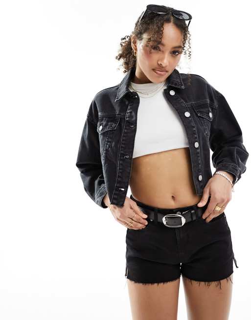 New look cropped denim jacket hotsell