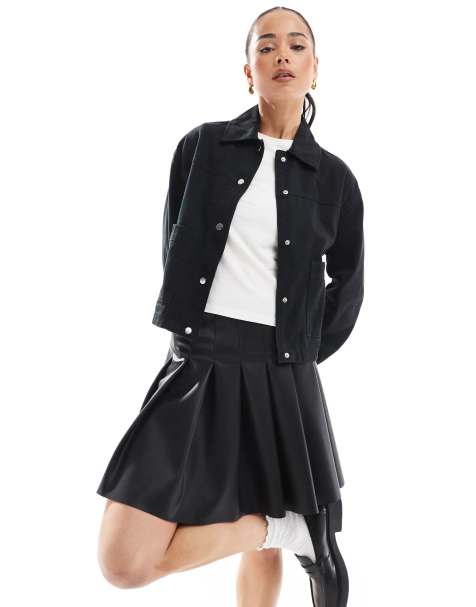 New Look – Cropped-Hemdjacke aus Baumwolle in Schwarz - view 1