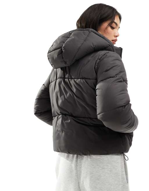 New Look cropped puffer coat in grey ASOS