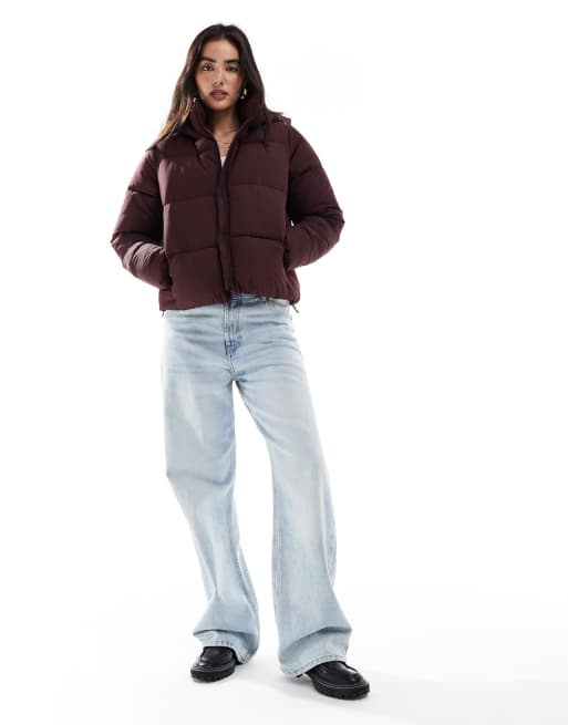 New Look – Cropped Puffer-Mantel in Burgunderrot, 2 von 4
