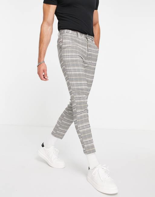 Check cropped slim trousers hotsell