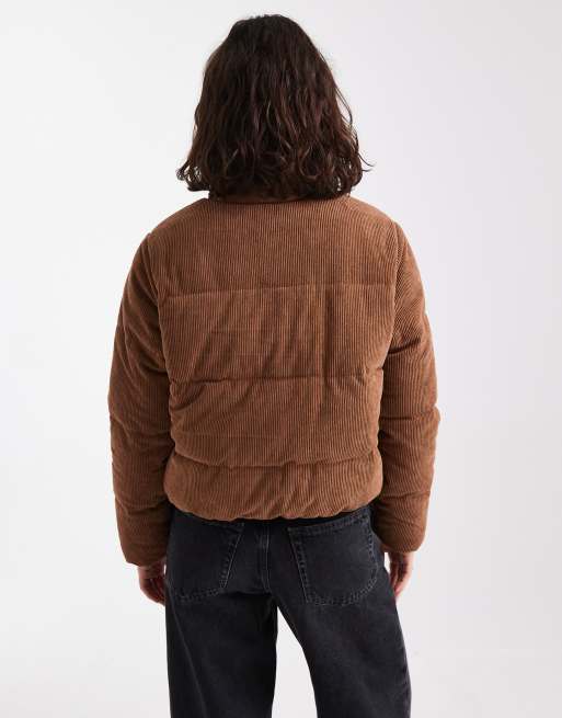 New Look – Cropped-Steppjacke aus Cord in Hellbraun, 2 von 4