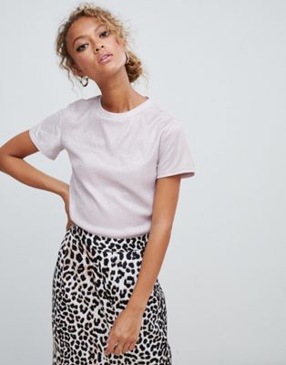 New Look - Cropped T-shirt met glansdetail-Roze