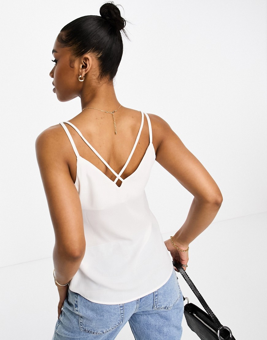 New Look cross back cami top in white