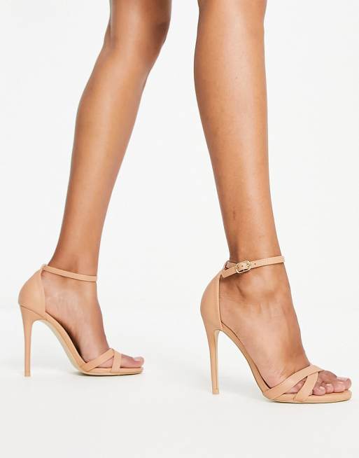 New Look cross over stiletto heeled sandals in camel