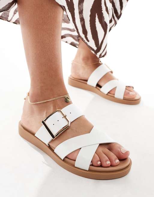 Cross strap flat sandals store