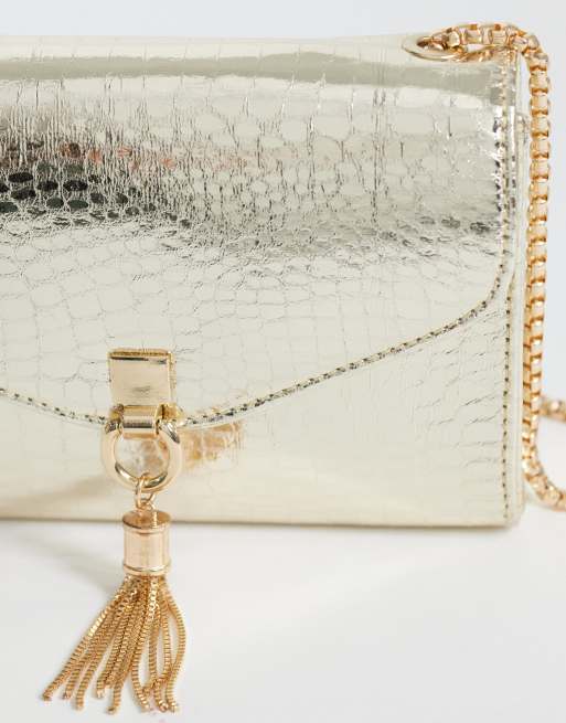New Look crossbody bag in gold croc, 3 of 4