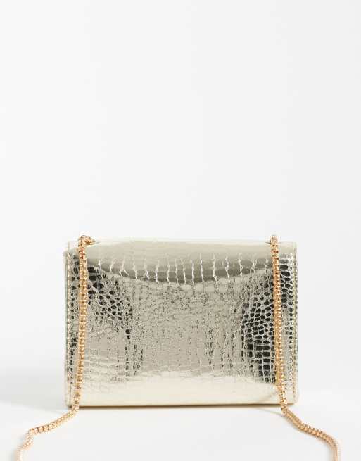 New Look crossbody bag in gold croc, 4 of 4