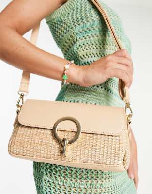 New Look - tas van raffia crème |