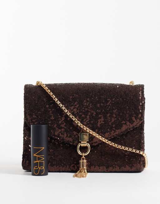 New Look crossbody-taske med pailletter i brun, 2 af 4