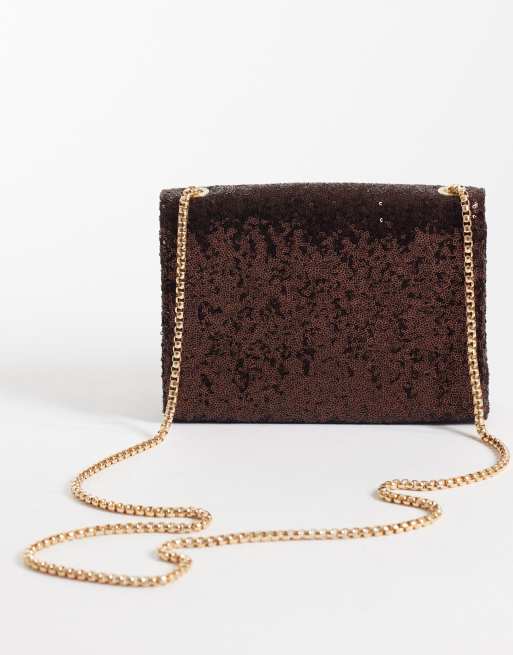 New Look crossbody-taske med pailletter i brun, 4 af 4
