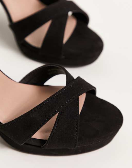 New Look crossover heeled sandal in black | ASOS