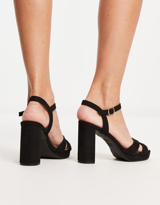 New Look crossover heeled sandals in black | ASOS