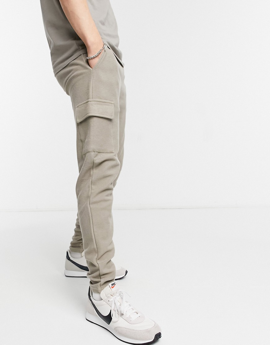 New Look cuff twill sweatpants in brown