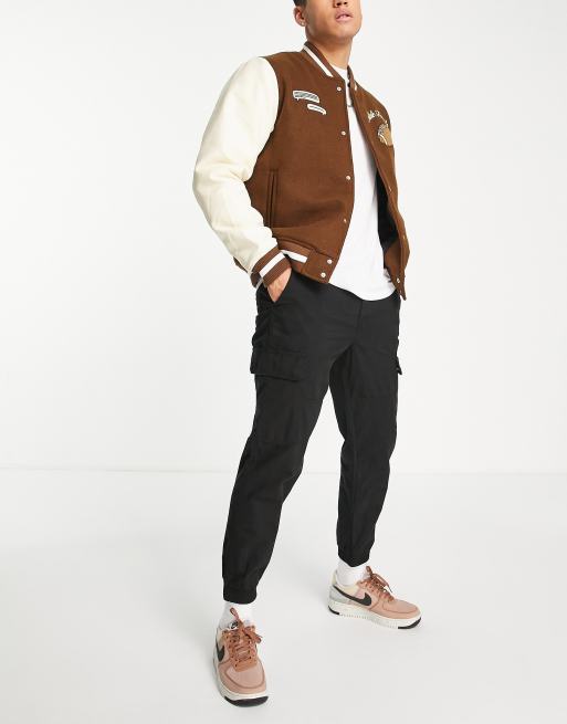 New Look cuffed cargo pants in black