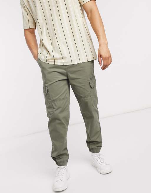 New Look Khaki Cotton Cuffed Cargo Trousers