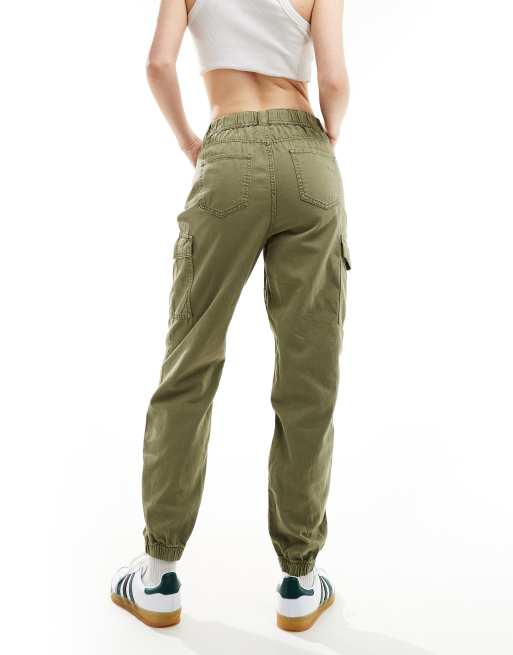 New Look Khaki Cotton Cuffed Cargo Trousers