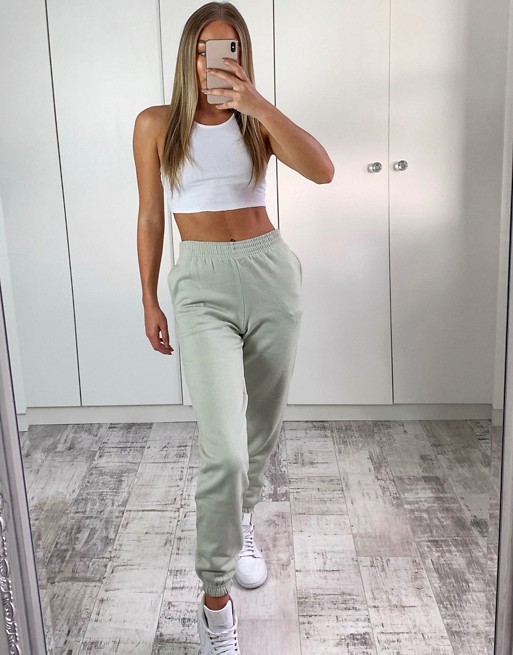 New Look cuffed jogger in light green