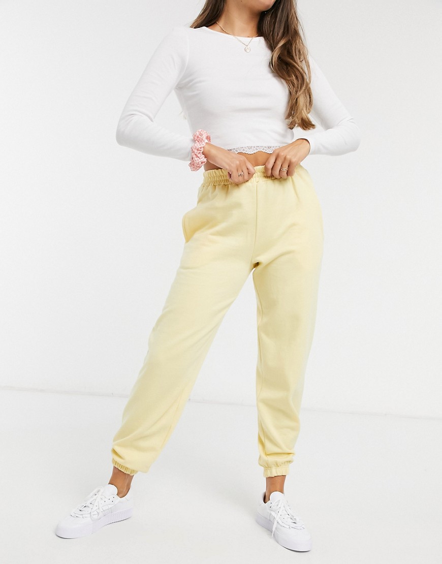 New Look cuffed sweatpants in light yellow