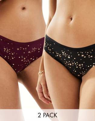 New Look - Culotte brésilienne invisible à motif étoiles métallisées - Multicolore