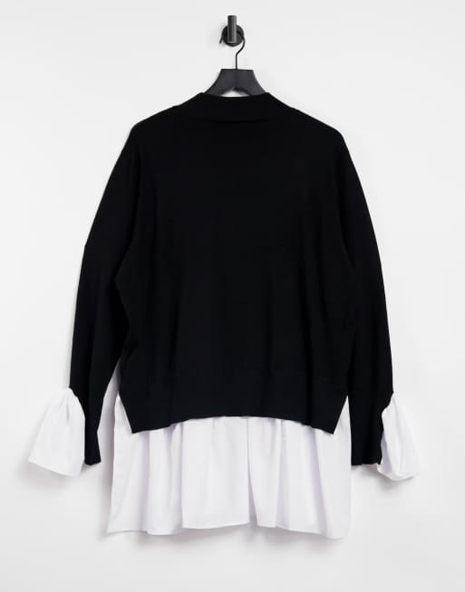 Jumper with white sales shirt attached