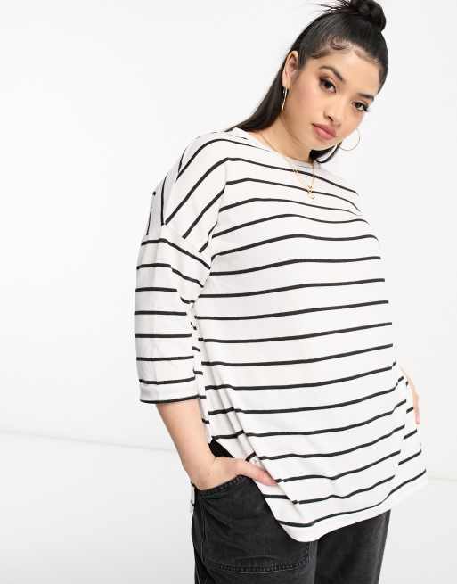 Girls black and white hotsell striped top