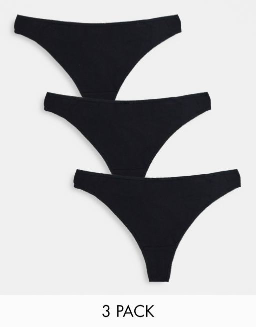 New Look Curve 3 pack thongs in black