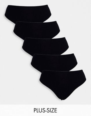New Look Curve 5 pack brazilian briefs in black