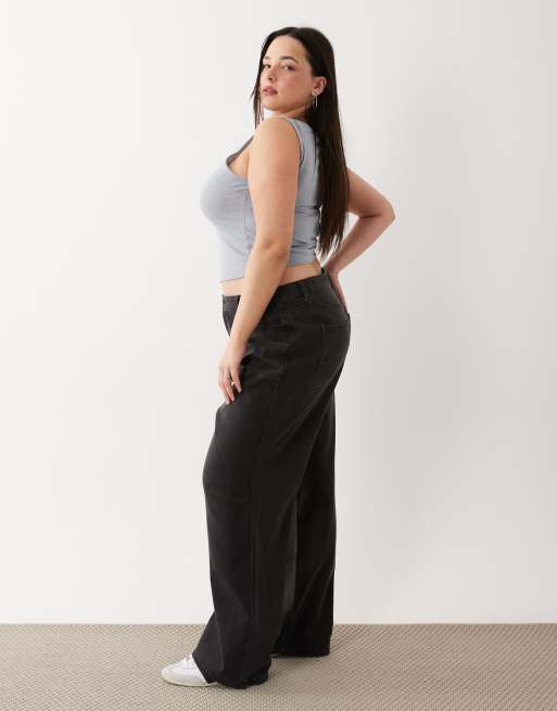 New Look Curve – Adalae – Czarne jeansy z szerokimi nogawkami, 3 z 5