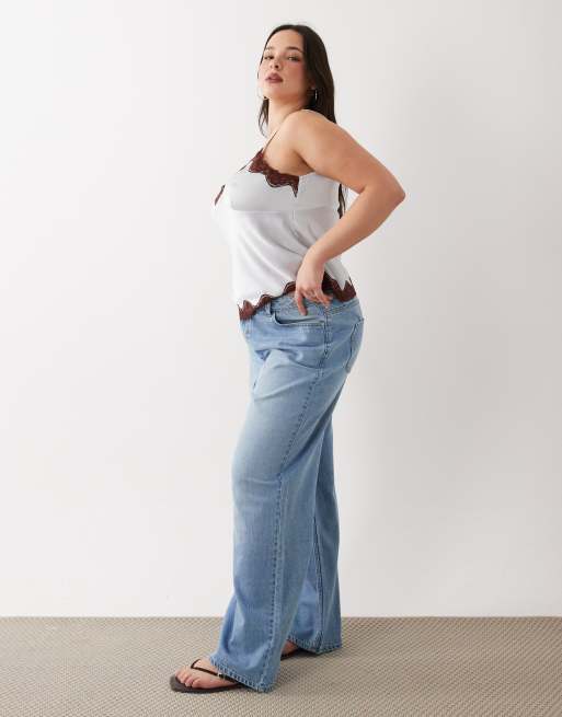 New Look Curve Adalae wide leg jean in blue, 3 of 5