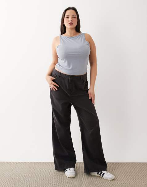New Look Curve Adalae wide leg jeans in black - view 1