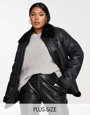 New Look Curve aviator jacket in black