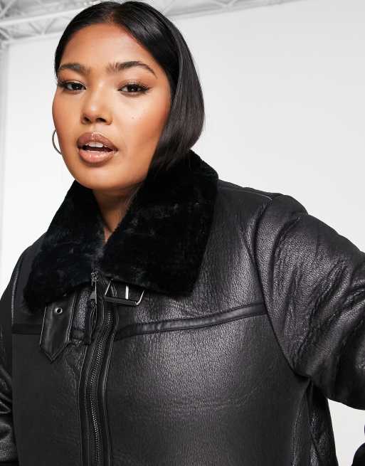 New Look Curve aviator jacket in black