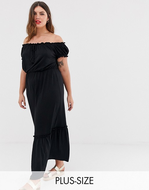 New Look Curve bardot maxi dress in black