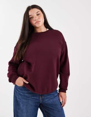 New Look Curve - Basic-Sweatshirt in dunklem Burgunderrot